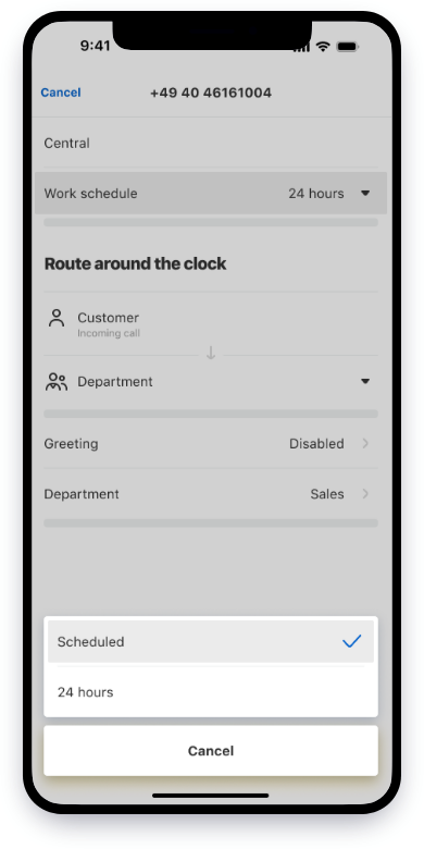 Mobile app Cloud PBX routing setup